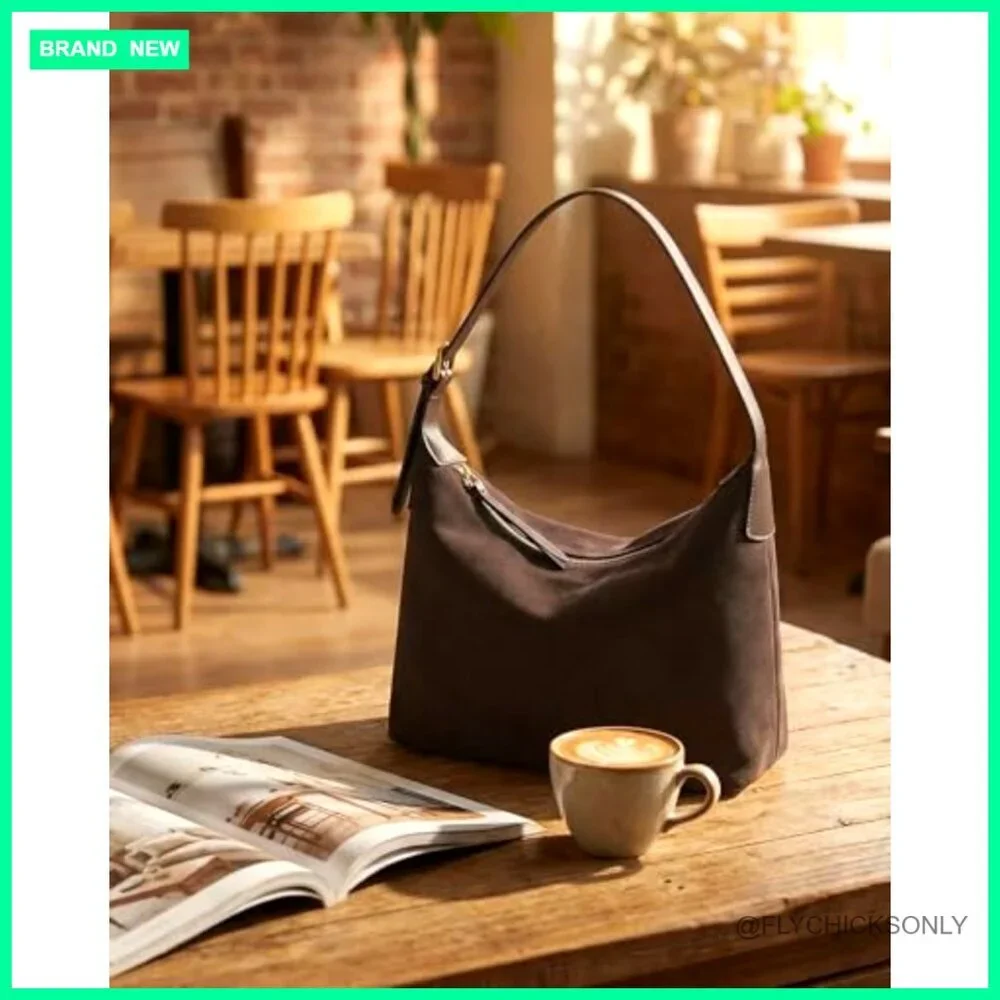 Medium Suede Hobo Bag Adjustable Strap Crossbody Shoulder Purse